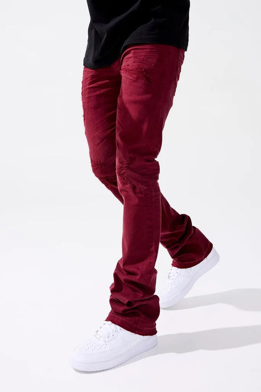 “NEW” Jordan Craig Burgundy Martin Stacked Jeans