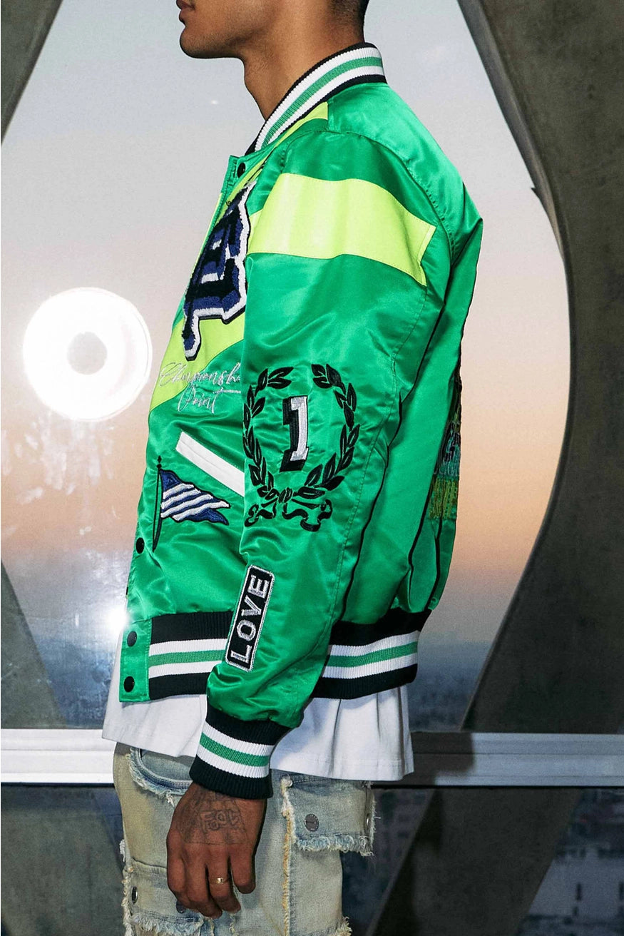“NEW” First Row Tennis Varsity Jacket (Green)