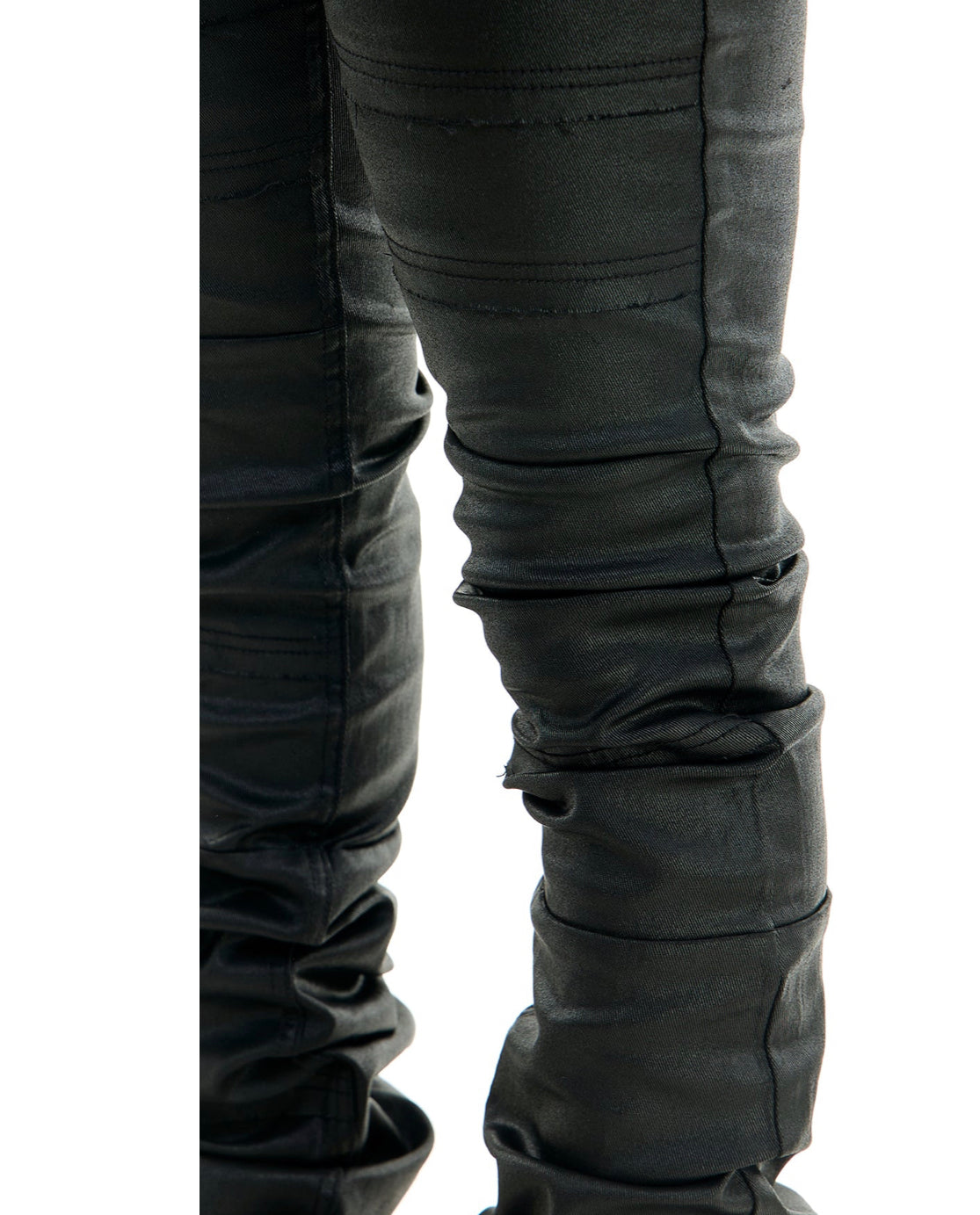 “NEW” KDNK Super Stacked Waxed Black Pants