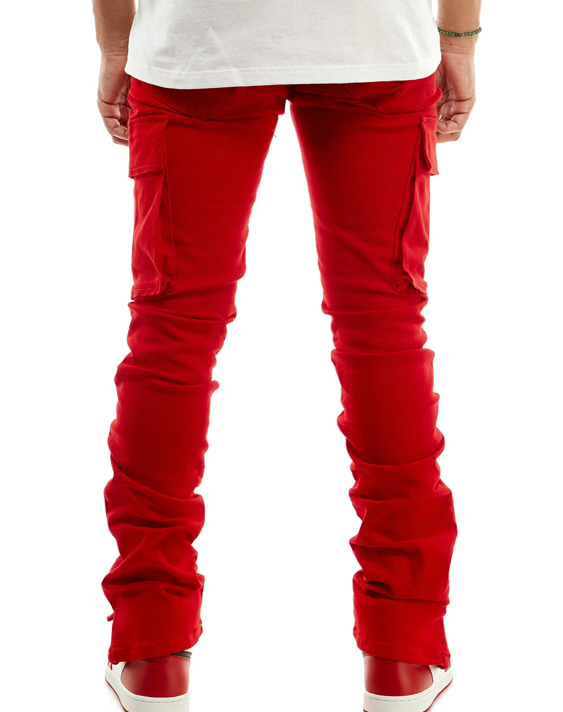 “NEW” KDNK Red Stacked Cargo Pants