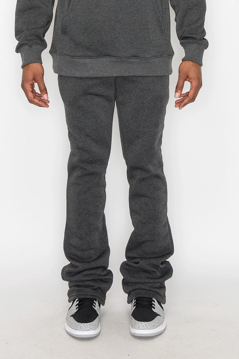 “NEW” Victorious Charcoal Flared Stacked Fleece Pants