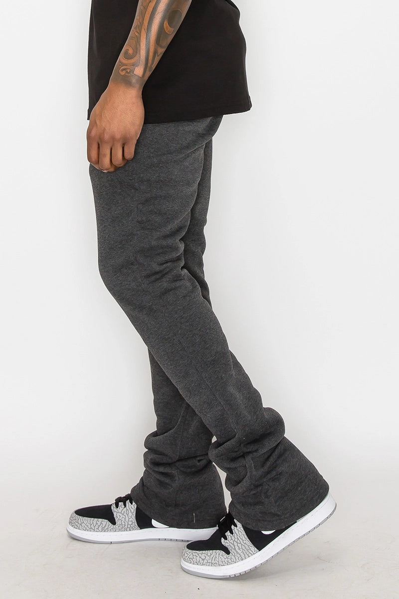 “NEW” Victorious Charcoal Flared Stacked Fleece Pants