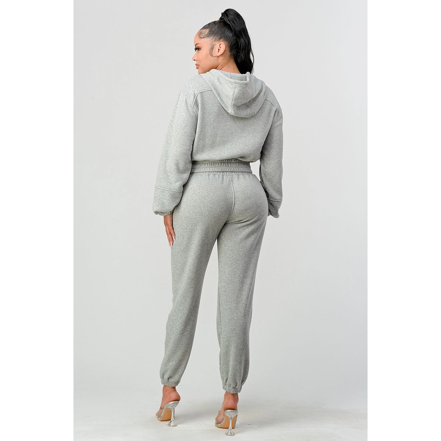 “NEW” Kyoyo 2pc Zipper Hoodie Top & Pants Set (Grey)