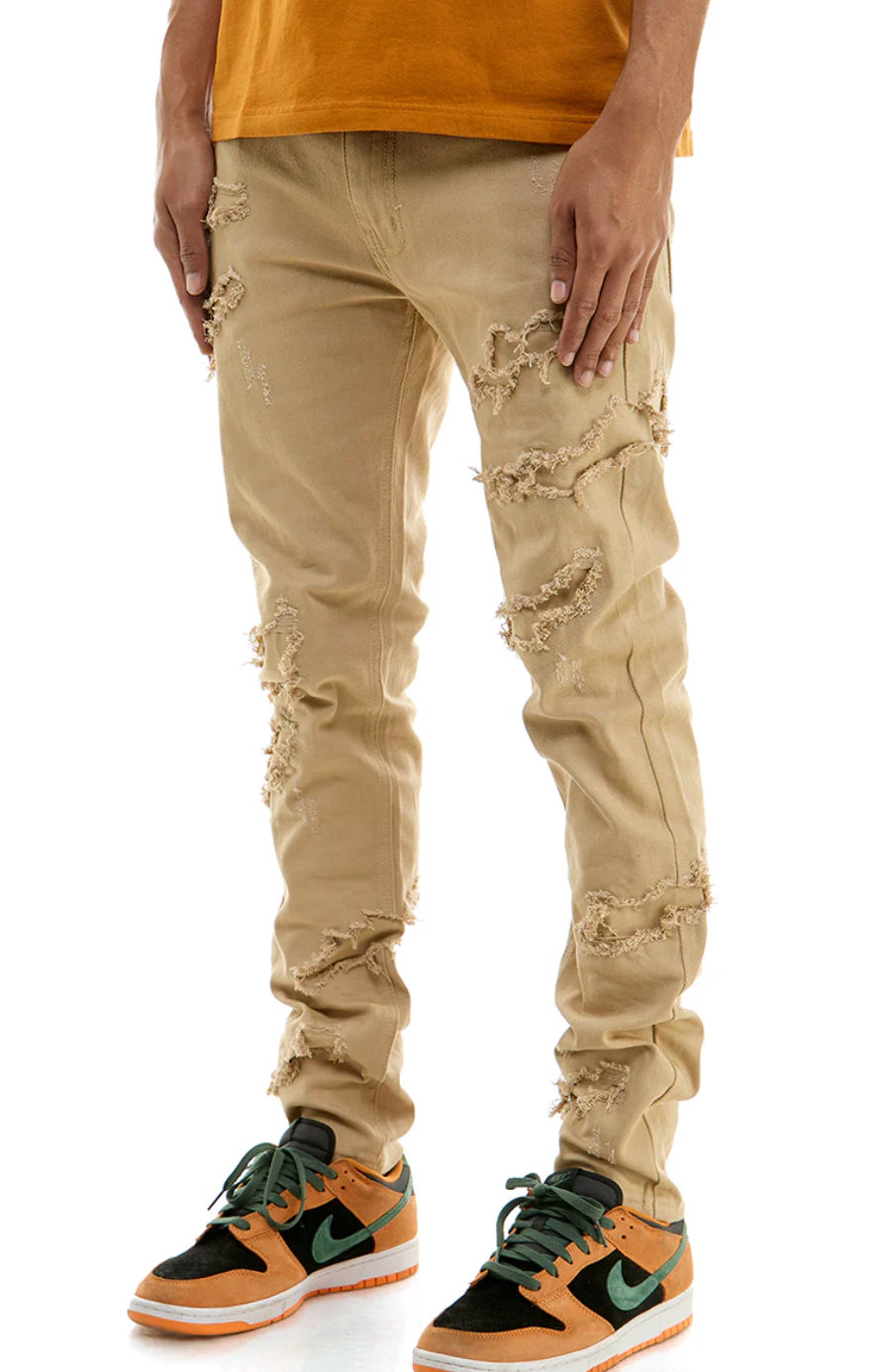 “NEW” KDNK Khaki Patched Pants