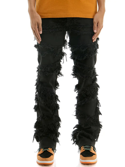 “NEW” KDNK Symmetrical Panel Stacked Flare Pants (Black)