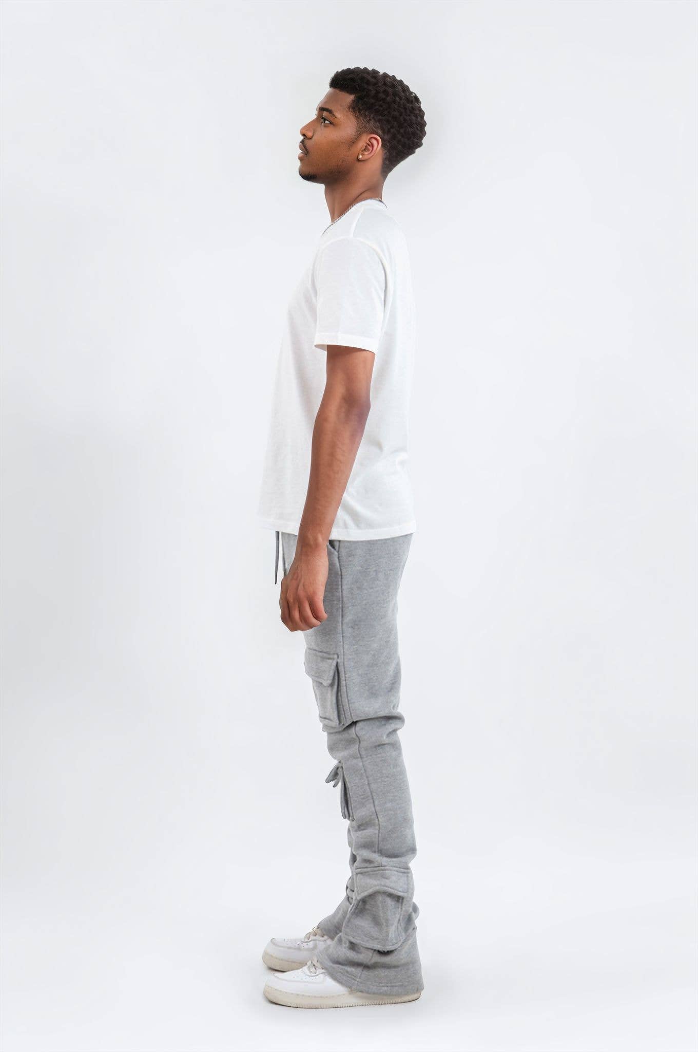 Gray 6 Pocket Stacked Flare Sweats