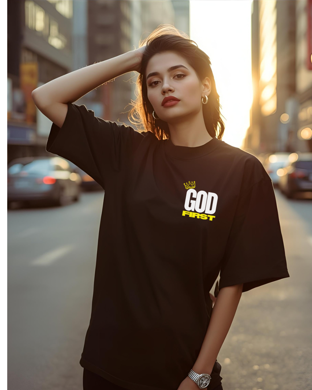 “GOD FIRST” crowned design