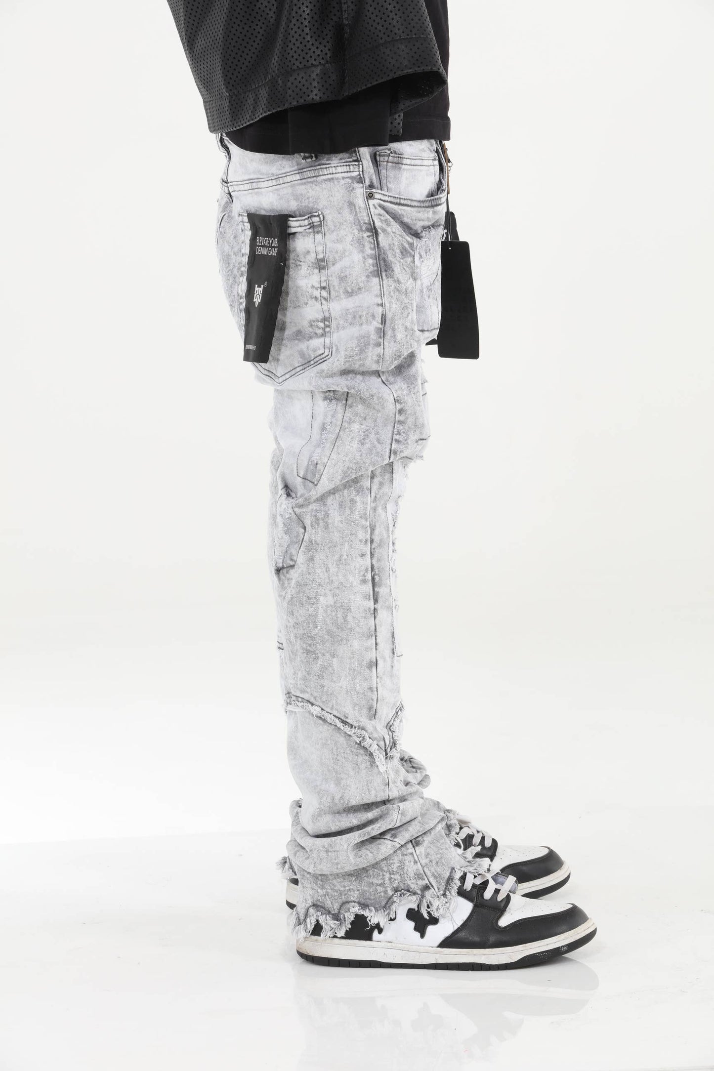 Vintage Wash Gray Stacked Flare Jeans